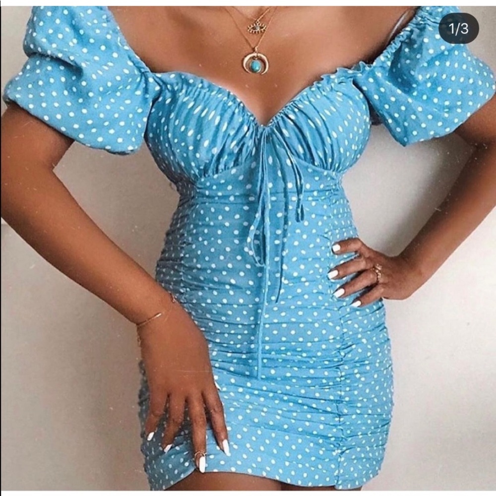 NWT Zara Short Draped Polka Dot Dress